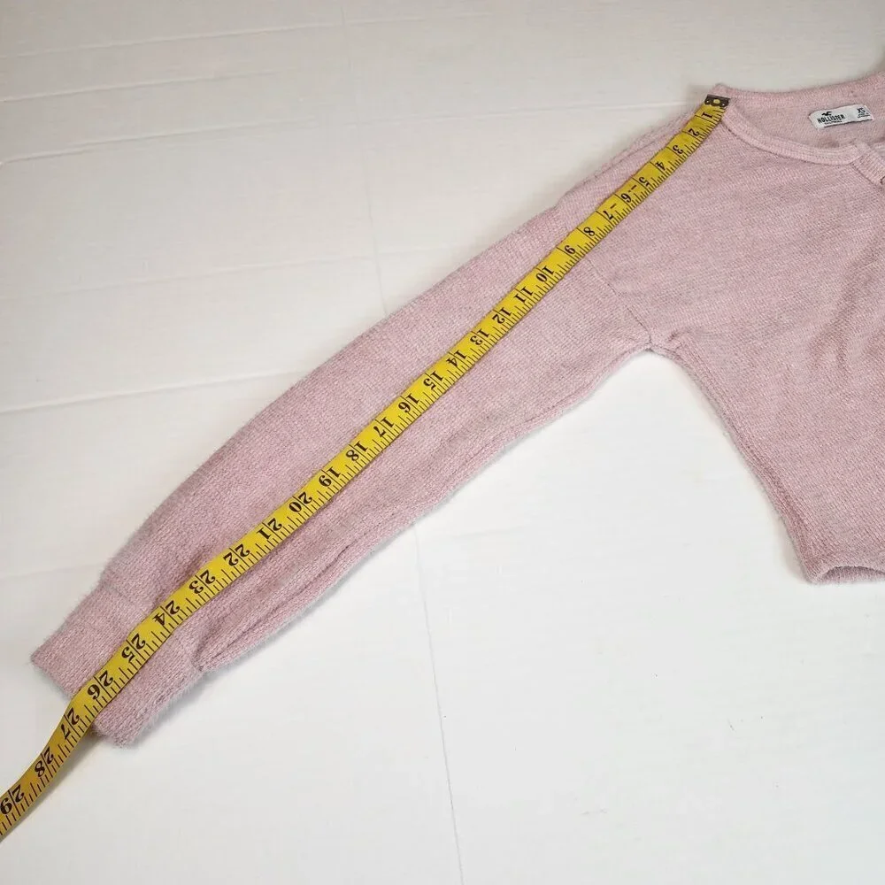 Hollister sz XS women cropped top sweater pink soft long sleeve teens
